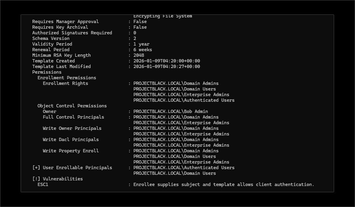 Fixing ESC1 - Enrollee supplies subject and template allows client authentication