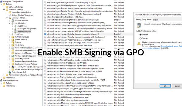 Enable SMB Signing via GPO